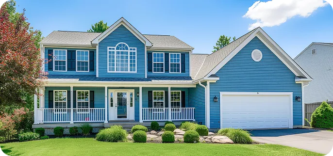 Blue single family home - FHA Loan