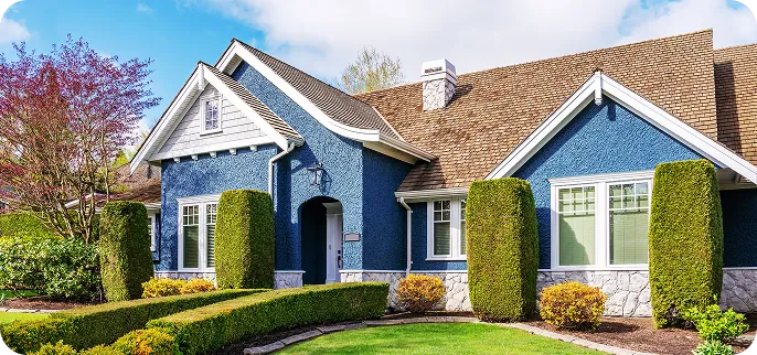 Family home with Blue exterior