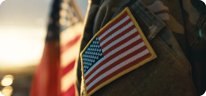 American flag patch on Veterans uniform